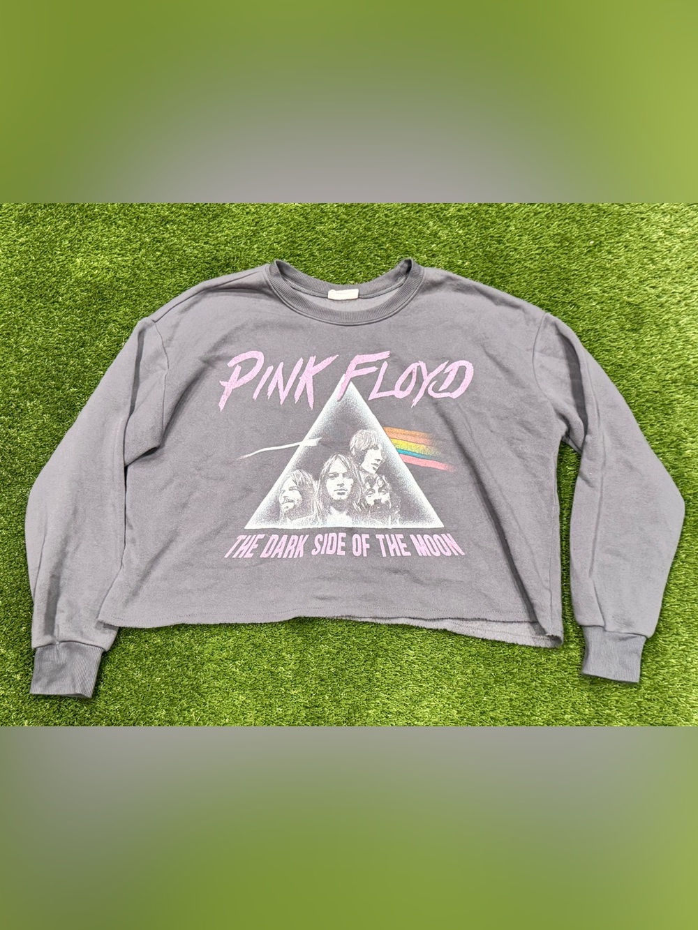 Pink Floyd Dark Side of the Moon Women’s Crop Top Crewneck Sweater Size XS NWOT